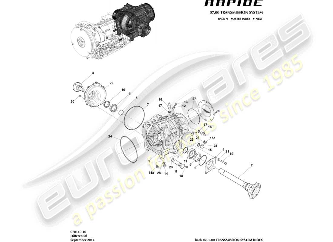 aston martin rapide (2011) differential teilediagramm