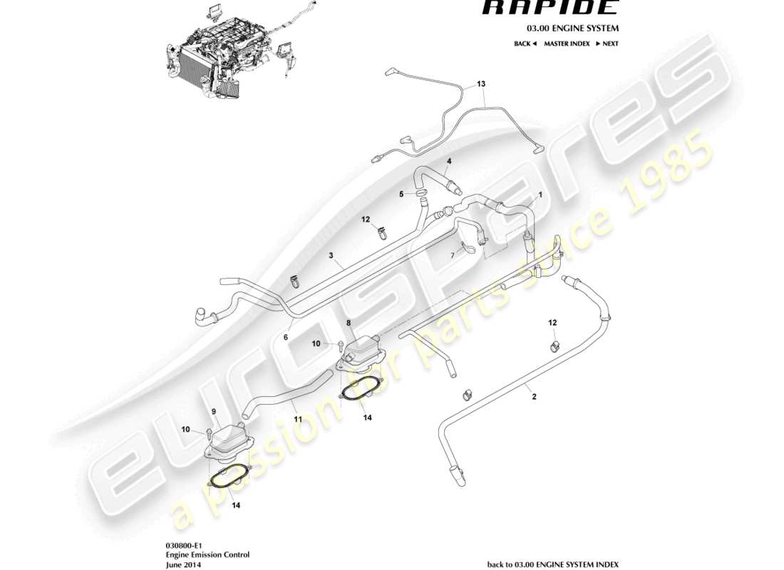 aston martin rapide (2013) teilediagramm zur emissionskontrolle