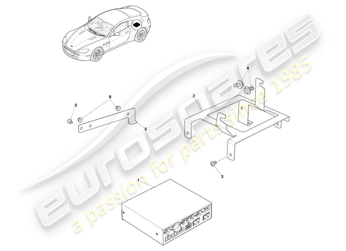 aston martin v8 vantage (2007) icu und halterung, 16my ersatzteildiagramm