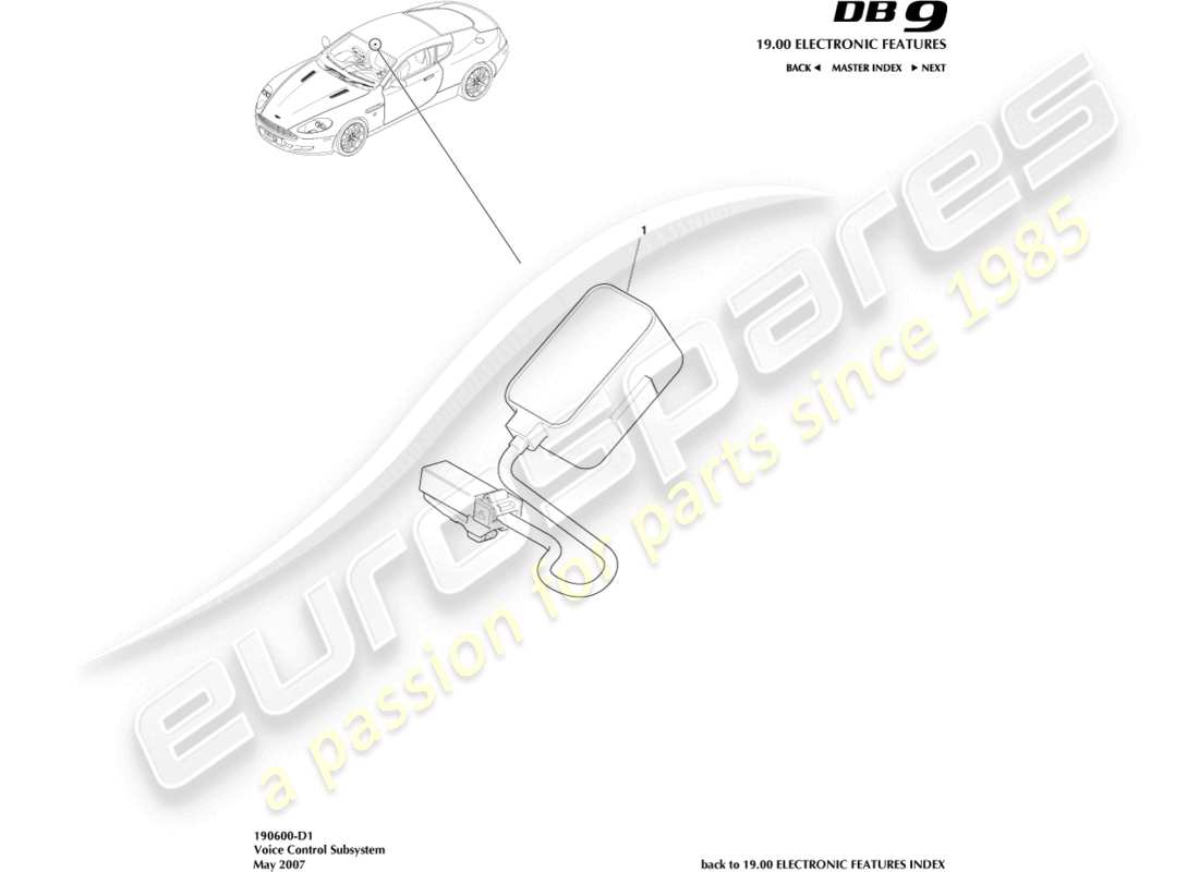aston martin db9 (2010) teilediagramm des sprachsteuerungssubsystems