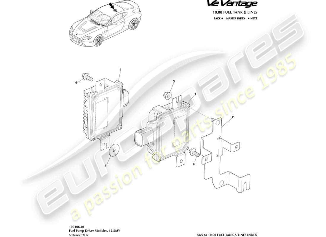 aston martin v12 vantage (2010) kraftstoffpumpenmodule, 12.5my teilediagramm