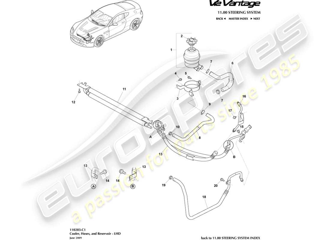 aston martin v12 vantage (2013) kühler, schläuche und behälter, lhd-ersatzteildiagramm