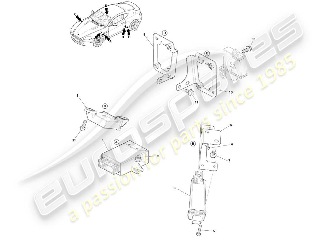 aston martin v8 vantage (2005) reifendruckmodul, 11my ersatzteildiagramm