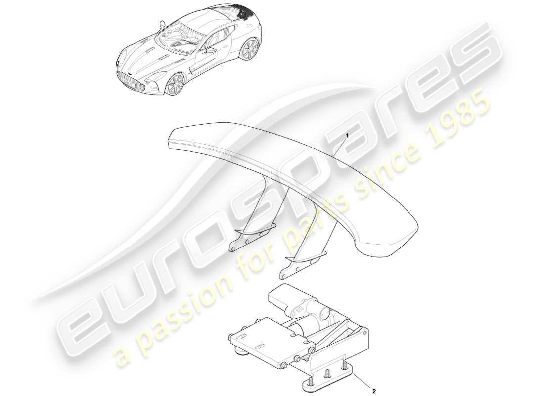 aston martin one-77 (2011) teilediagramm der heckflügelbaugruppe