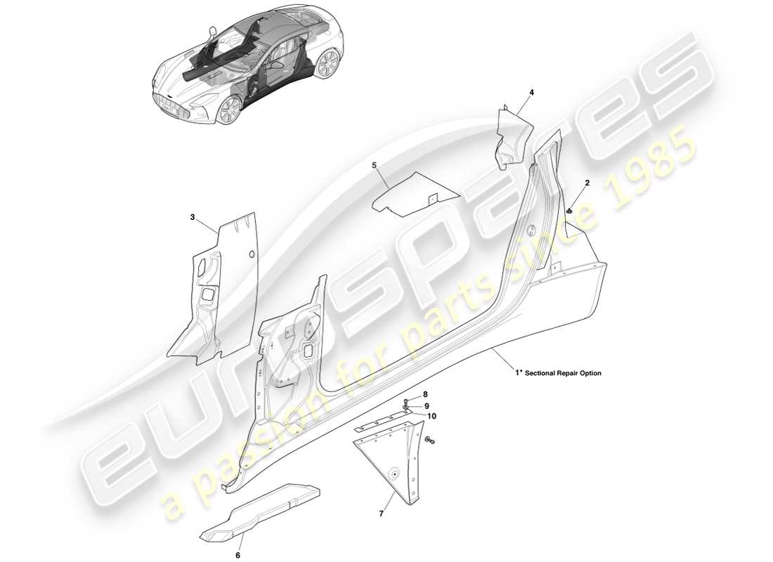 aston martin one-77 (2011) türöffnungsteildiagramm
