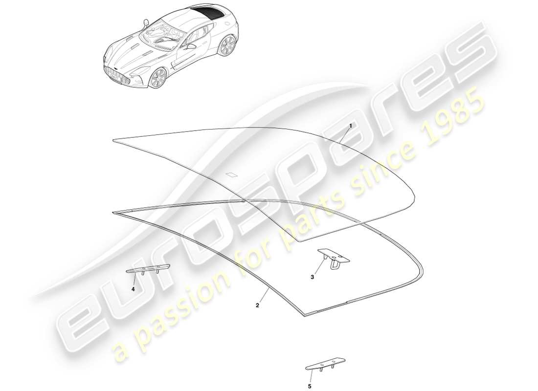 aston martin one-77 (2011) teilediagramm der heckscheibe