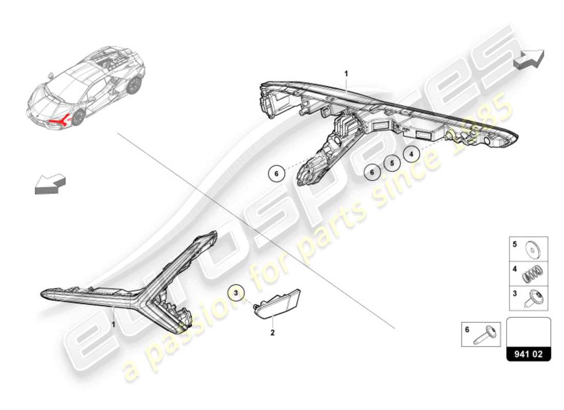 lamborghini revuelto coupe (2024) led-scheinwerfer vorne teilediagramm