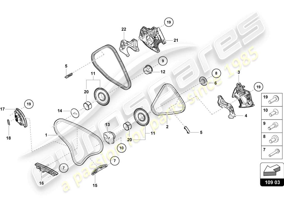 lamborghini evo coupe 2wd (2022) steuerkette ersatzteildiagramm