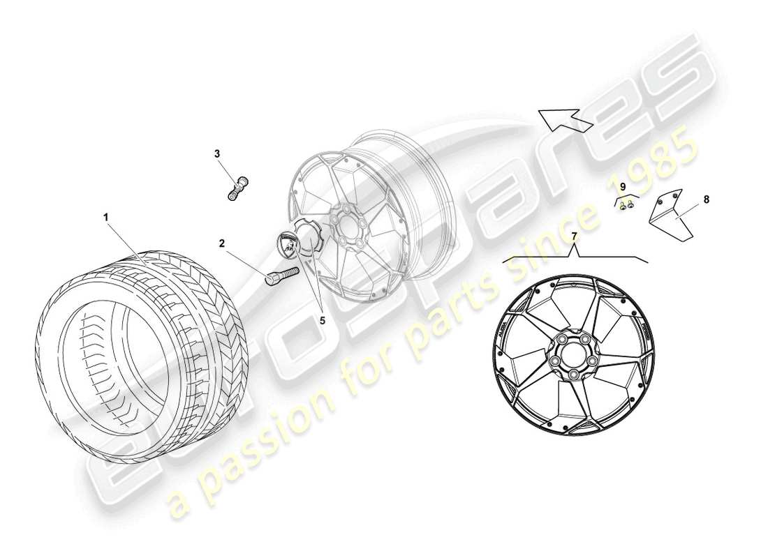 lamborghini reventon roadster aluminiumfelge vorne teilediagramm