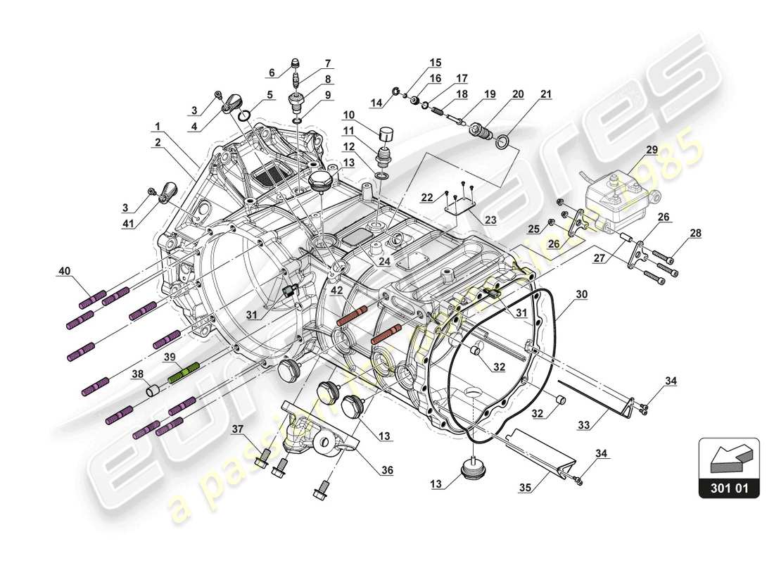 lamborghini gt3 (2017) getriebegehäuse - teilediagramm