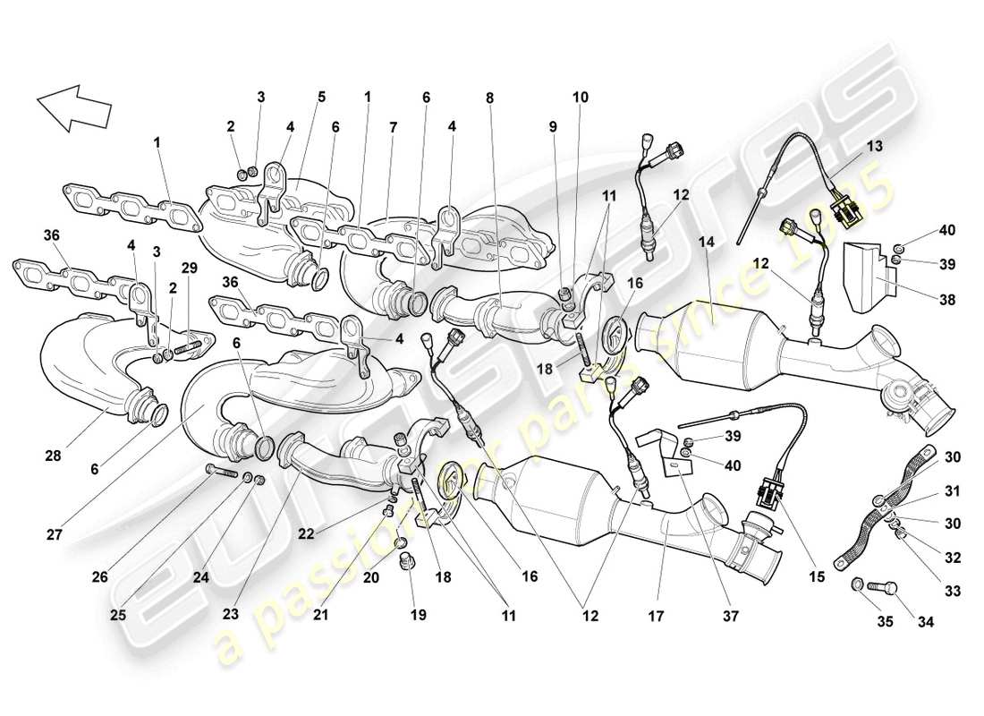 lamborghini reventon auspuffkrümmer ersatzteildiagramm