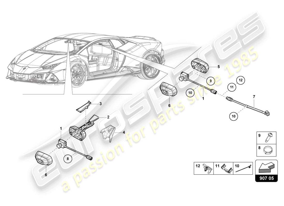 lamborghini evo coupe 2wd (2022) elektrische teile für videoaufzeichnungs- und telemetriesysteme teilediagramm