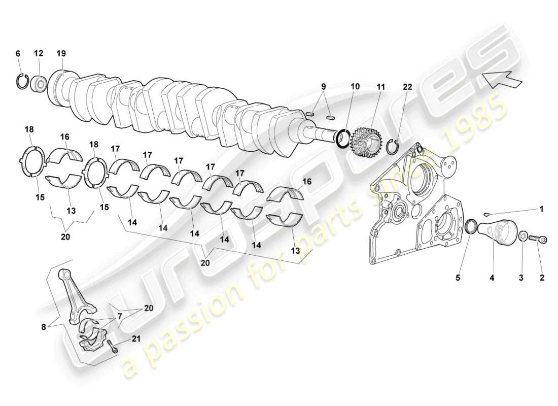 lamborghini lp640 coupe (2009) kurbelwelle teilediagramm