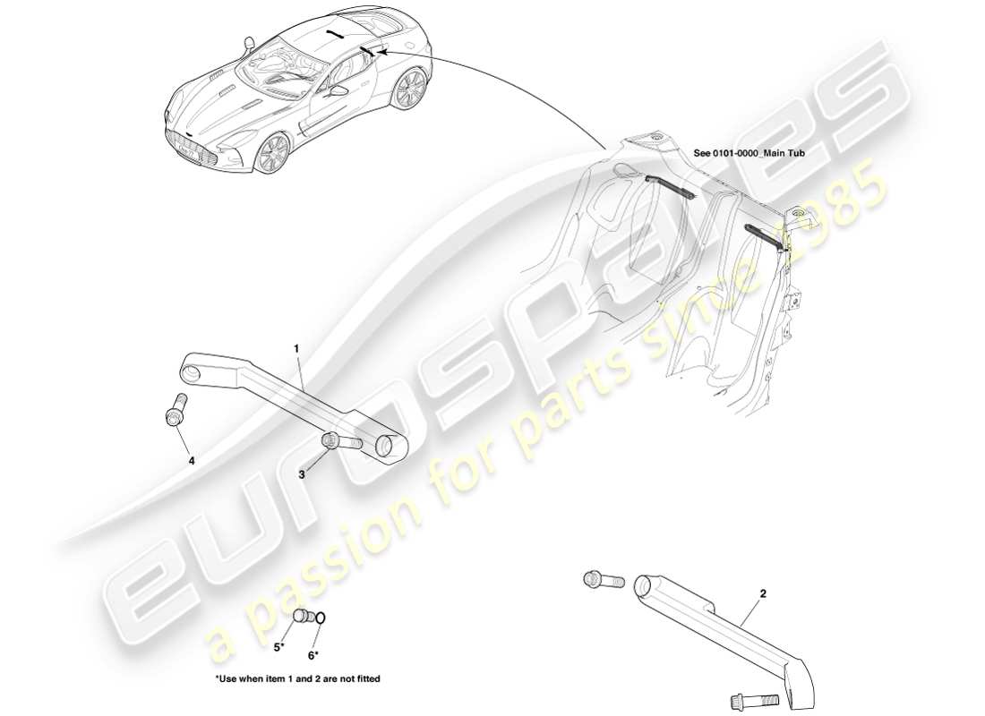 aston martin one-77 (2011) teilediagramm für sicherheitsgurthalterungen