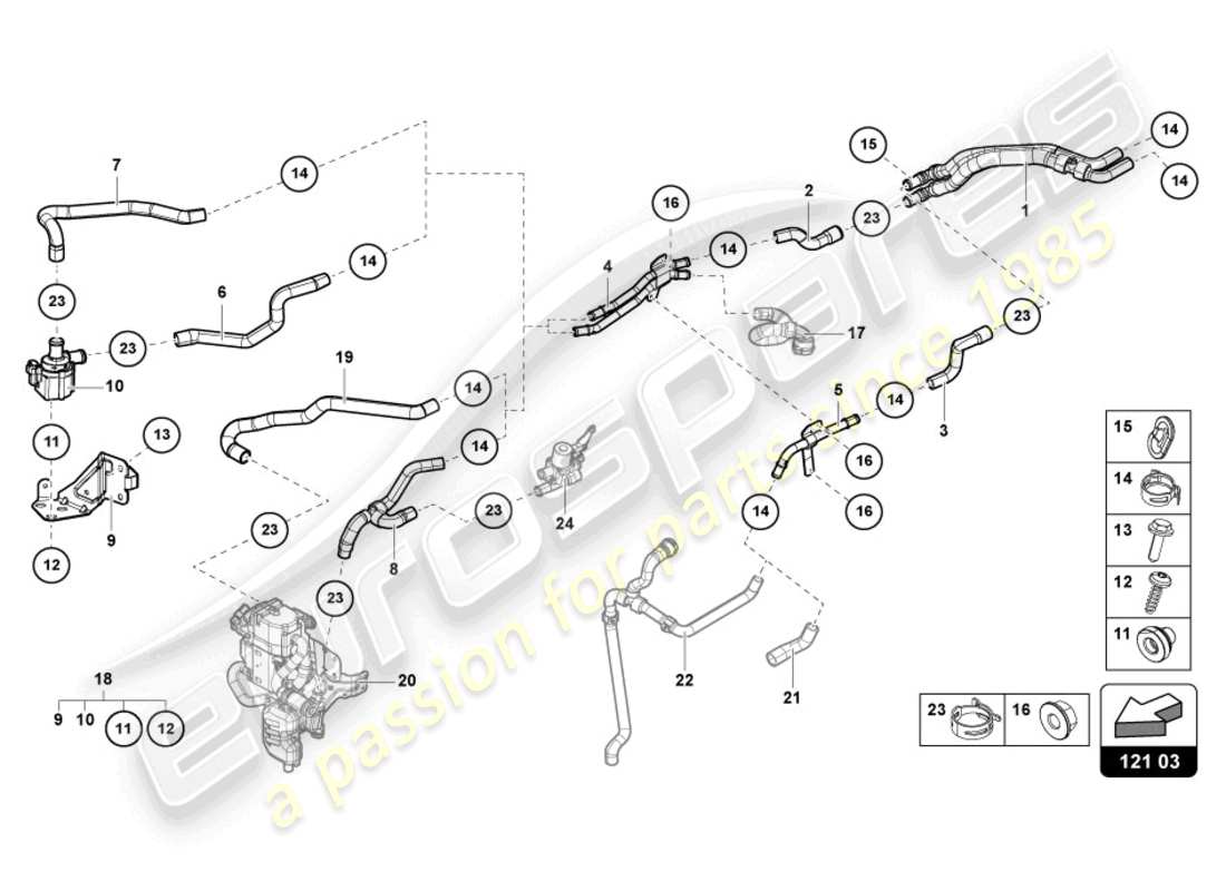 lamborghini urus (2022) kühlmittelleitung - ersatzteildiagramm