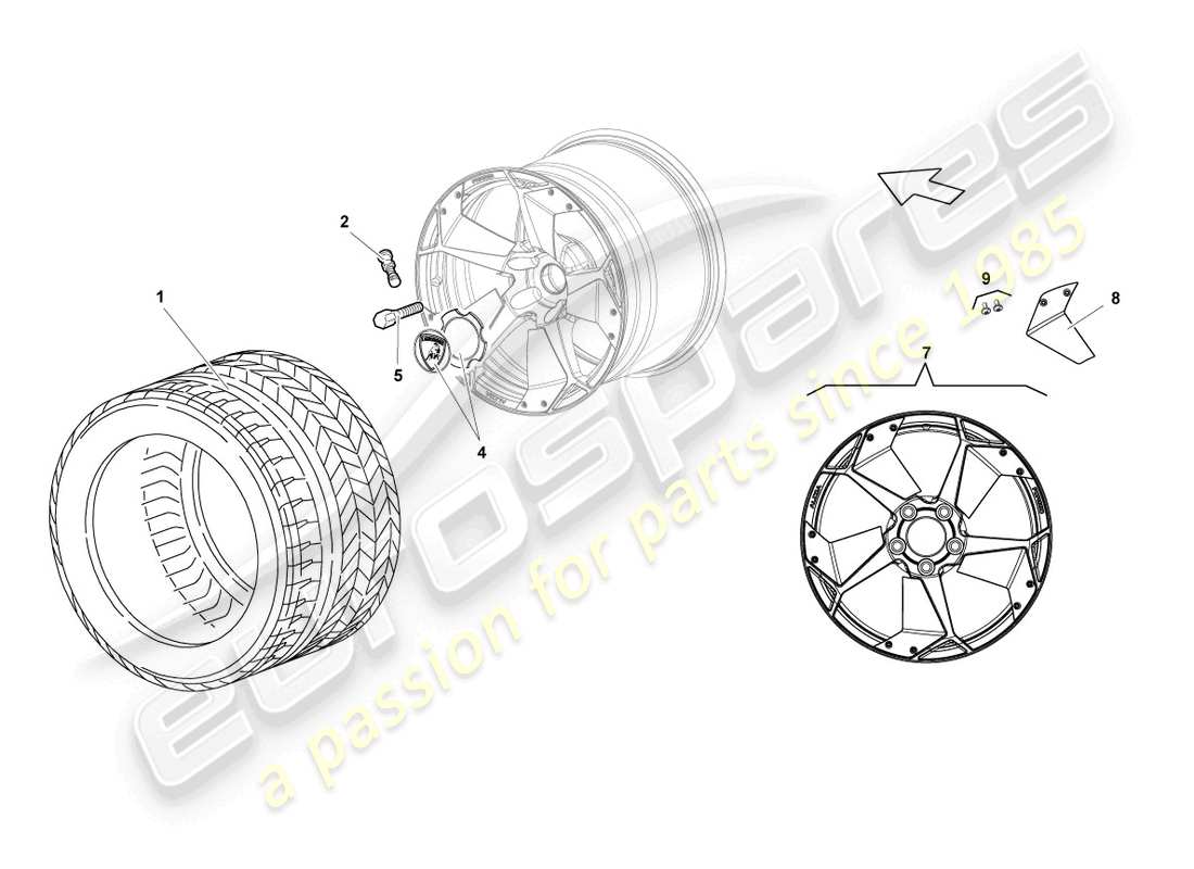 lamborghini reventon roadster aluminiumfelge hinten ersatzteildiagramm