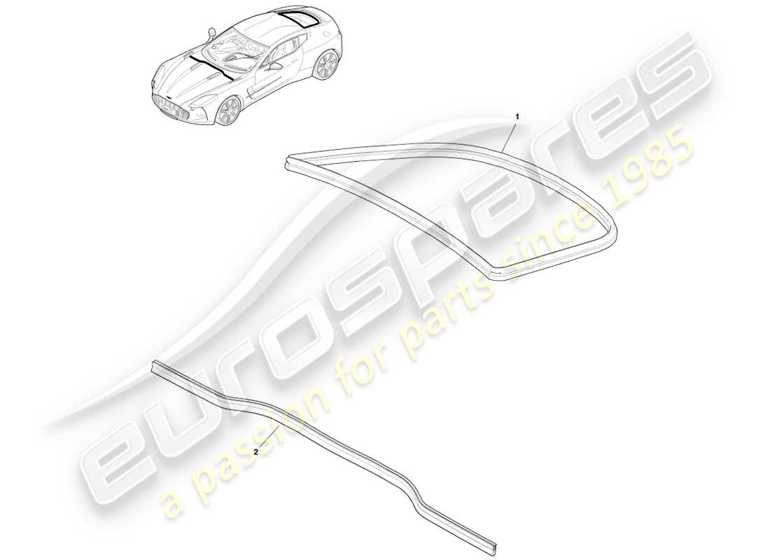 aston martin one-77 (2011) teilediagramm für motorhauben- und heckklappendichtungen