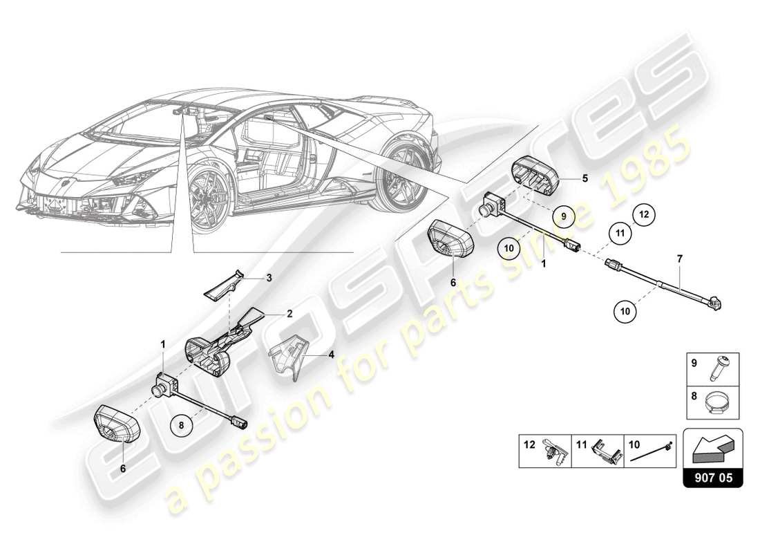 lamborghini tecnica (2024) elektrische teile für videoaufzeichnungs- und telemetriesysteme teilediagramm
