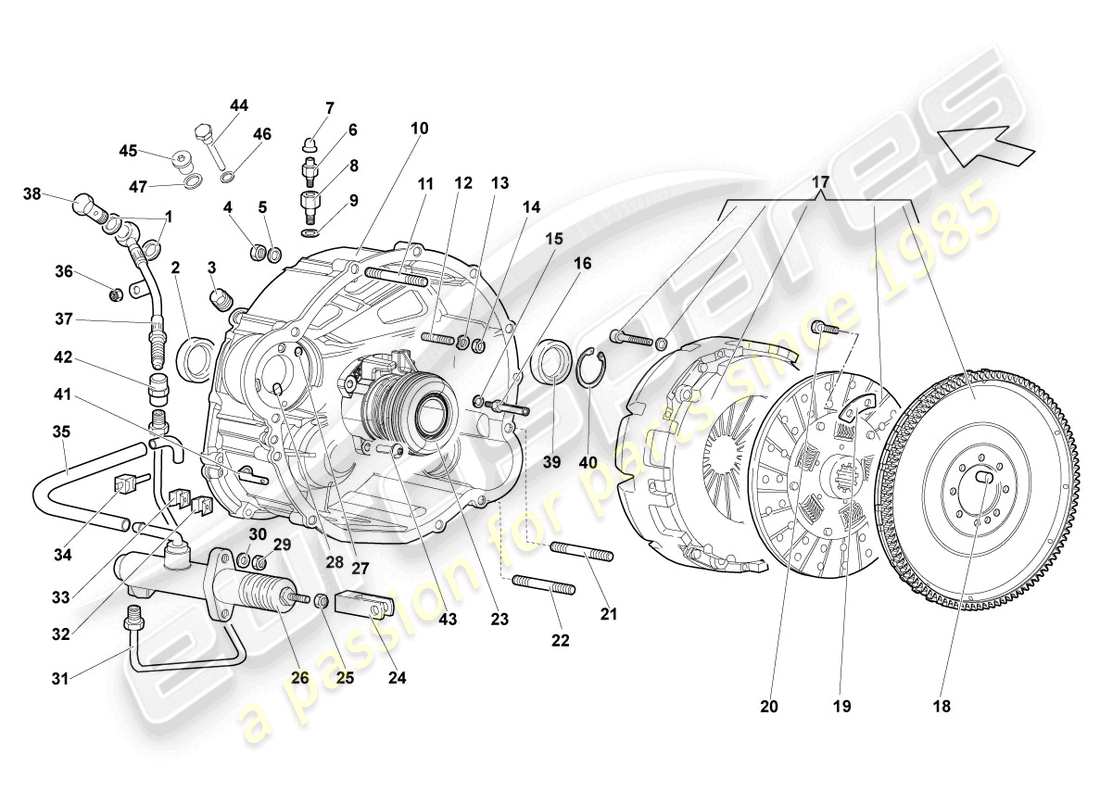 lamborghini lp640 roadster (2010) kupplung ersatzteildiagramm