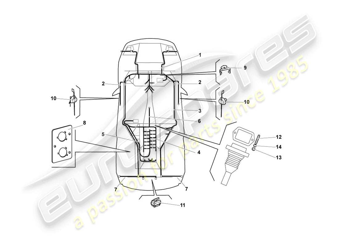 ein Teilediagramm aus dem Lamborghini LP670-4 SV (2010) Teilekatalog