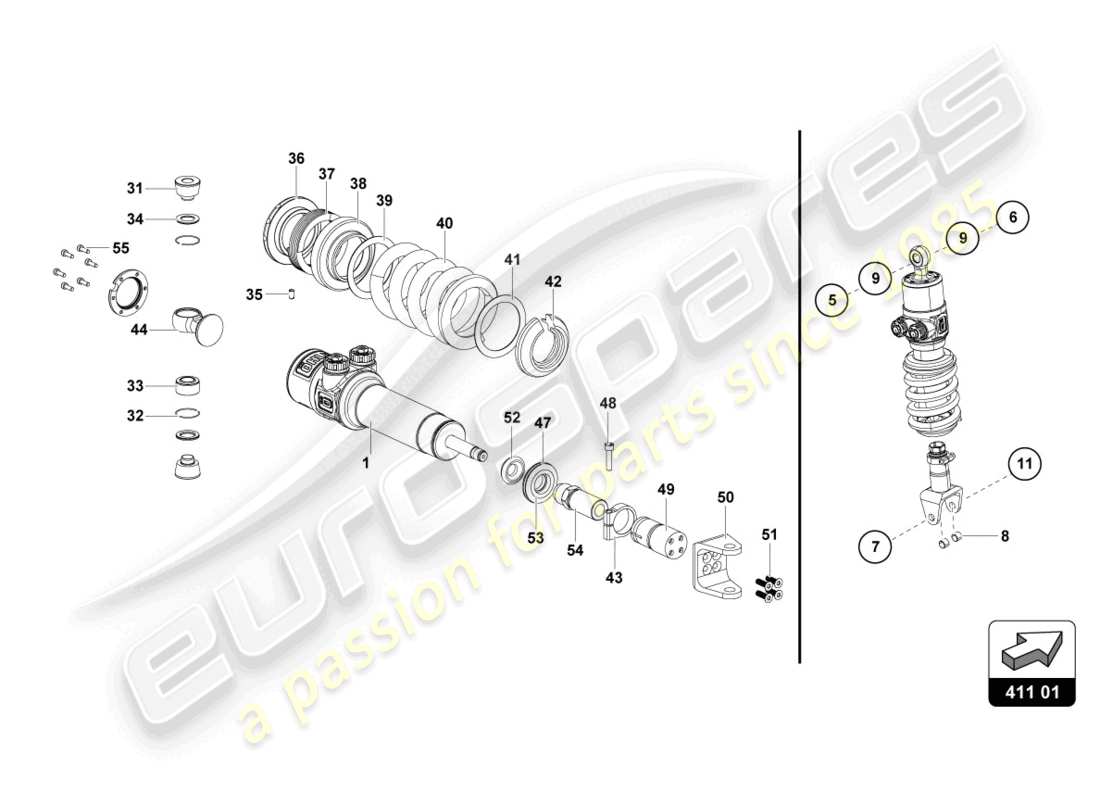 lamborghini 2015 (super trofeo) vordere aufhängung teilediagramm