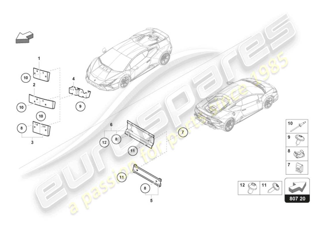 lamborghini 2024 (tecnica) kennzeichenhalter ersatzteildiagramm