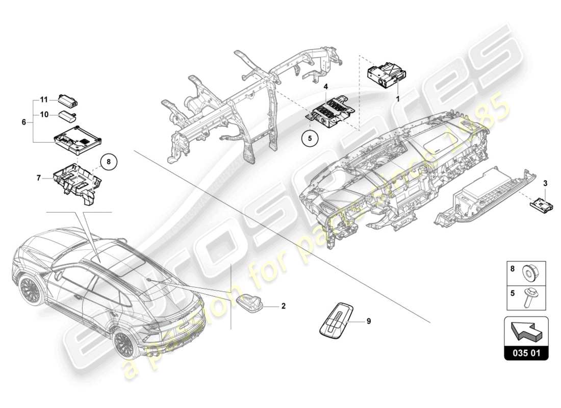 lamborghini urus (2022) steuergerät für informationselektronik ersatzteilliste