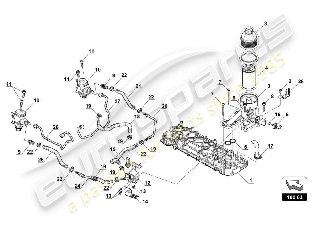 lamborghini 2017 (gt3) hochdruckpumpe teilediagramm