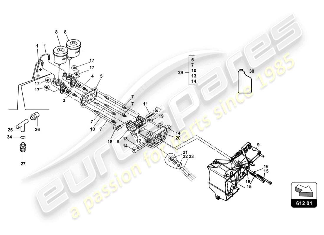 lamborghini super trofeo evo (2018) bremskraftverstärker ersatzteildiagramm