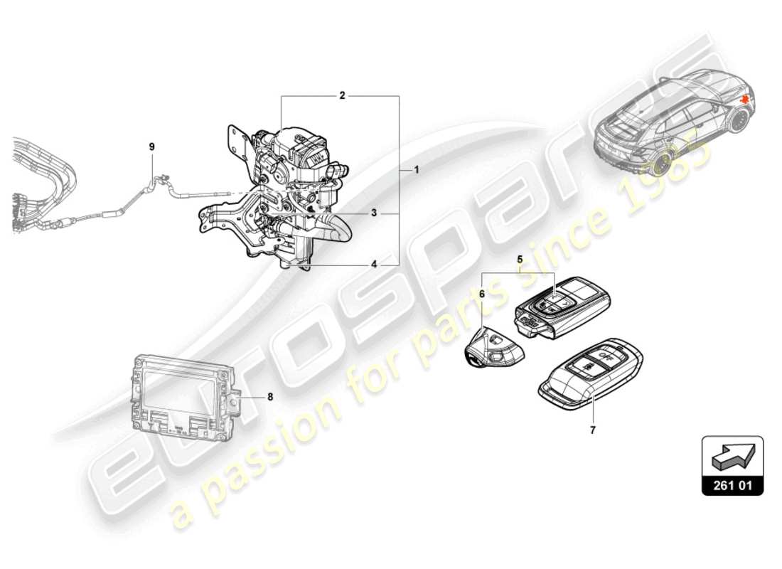 lamborghini urus (2019) zusatzheizung für kühlmittelkreislauf ersatzteildiagramm