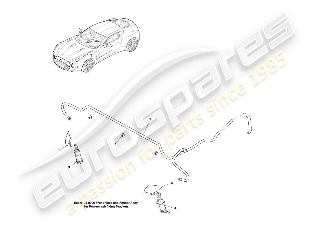 aston martin one-77 (2011) teilediagramm der scheinwerferwaschanlage