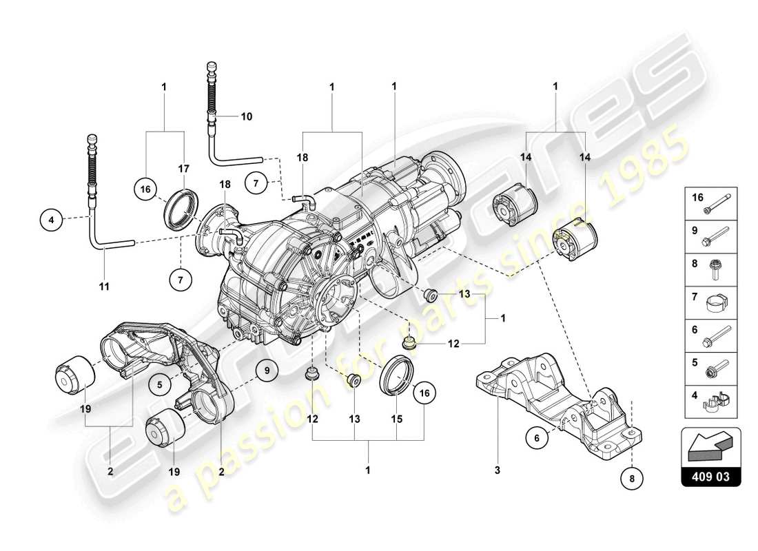 lamborghini ultimae (2022) vorderachsdifferential mit visco-kupplung ersatzteildiagramm