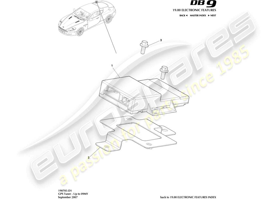 aston martin db9 (2004) gps-tuner, zu 09my ersatzteildiagramm