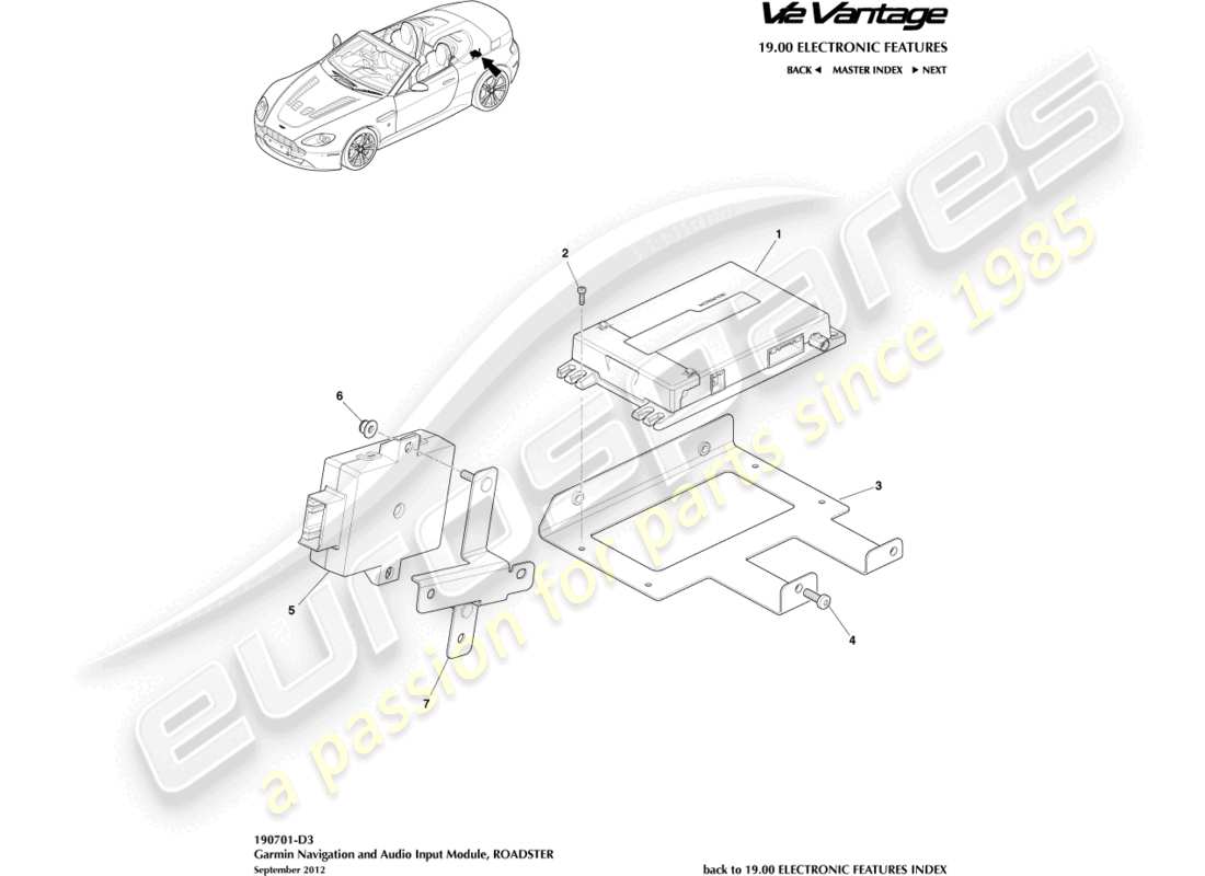 aston martin v12 vantage (2010) garmin navigation, roadster, 12my ersatzteildiagramm