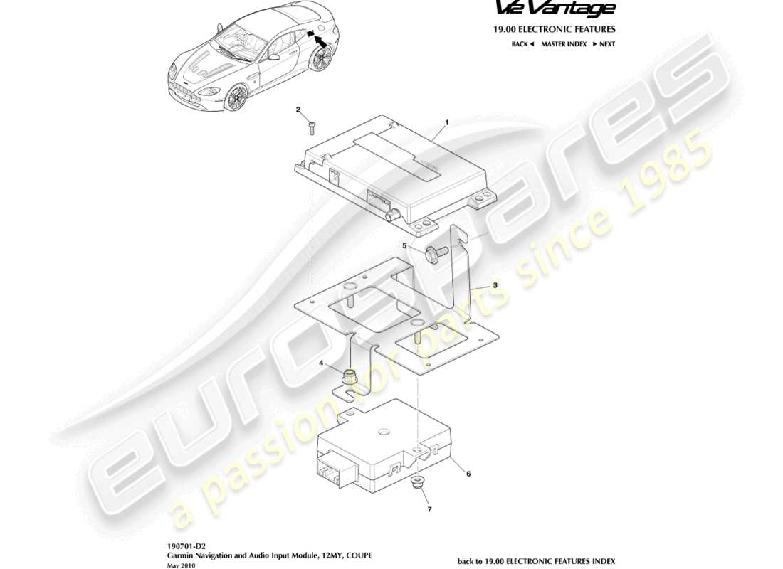 aston martin v12 vantage (2012) garmin navigation, coupé, 12my teilediagramm