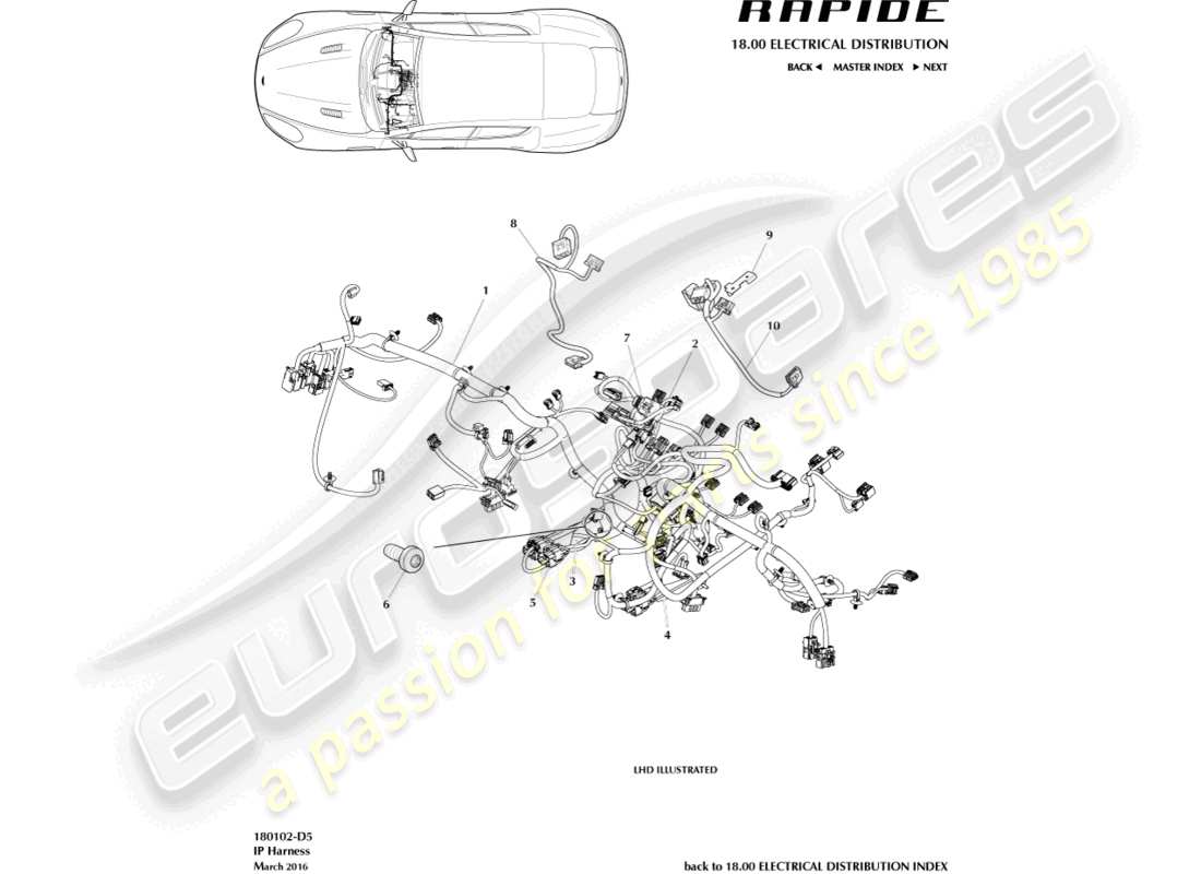 aston martin rapide (2014) ip-kabelbaum-teilediagramm