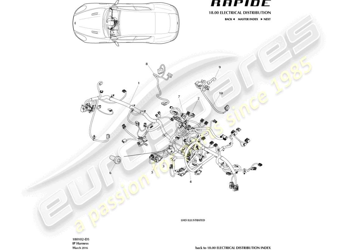 aston martin rapide (2011) ip-kabelbaum-teilediagramm