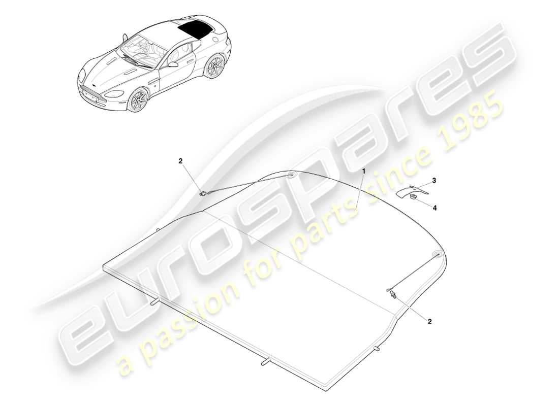 aston martin v8 vantage (2007) teilediagramm der paketablagebaugruppe