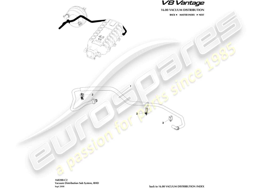 aston martin vantage gt8 (2017) vakuumrohr, rhd-ersatzteildiagramm