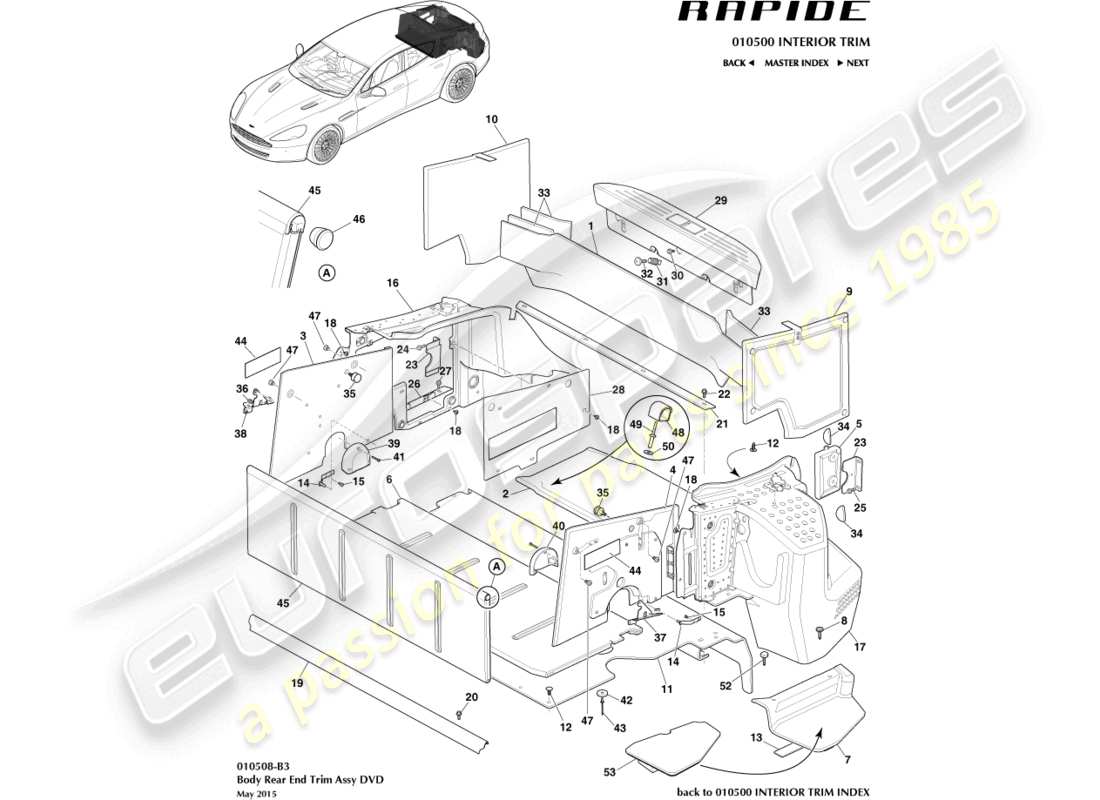 aston martin rapide (2011) teilediagramm laderaumverkleidung