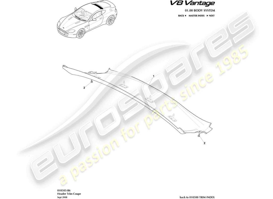 aston martin vantage gt8 (2017) krümmerverkleidung, hinten, coupé, ersatzteildiagramm