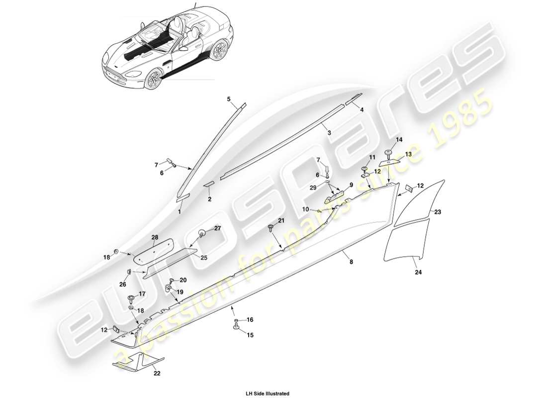 eine teilezeichnung aus dem aston martin v8 vantage (2005) teilekatalog