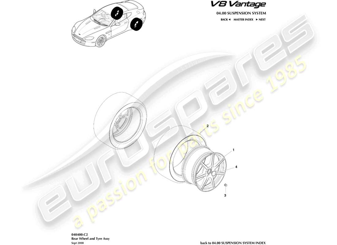 aston martin vantage gt8 (2017) hinterräder und reifen, bis 09my ersatzteildiagramm