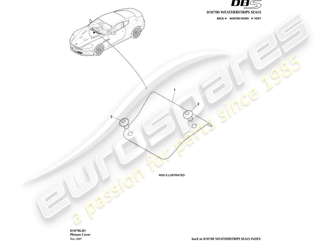 aston martin dbs (2014) teildiagramm der luftkammerabdeckung