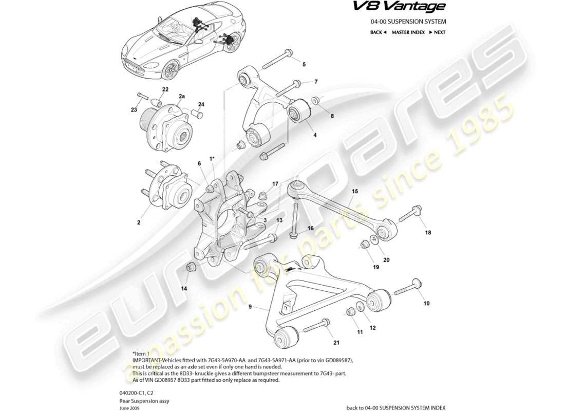 aston martin vantage gt8 (2017) teilediagramm der hinterradaufhängung