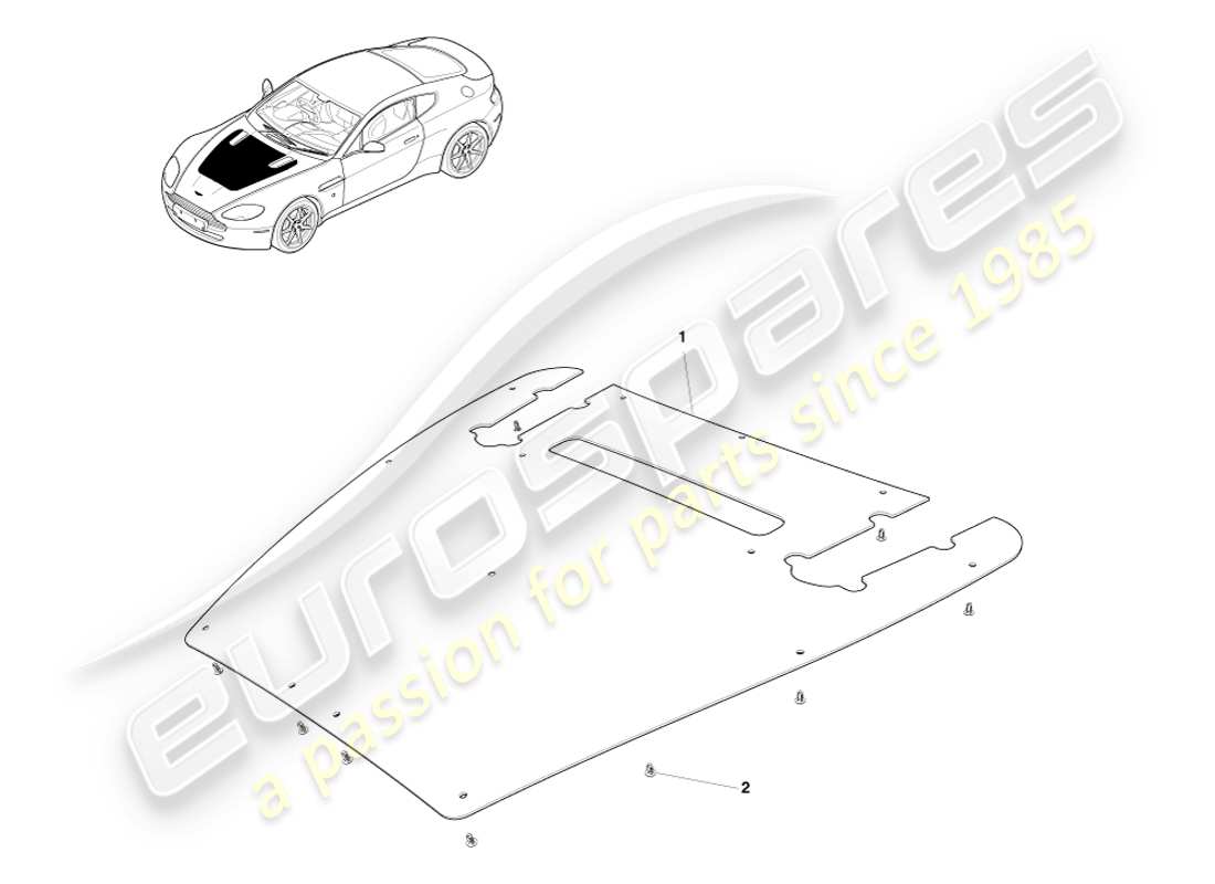 aston martin v8 vantage (2007) schalldämmung, motorteildiagramm