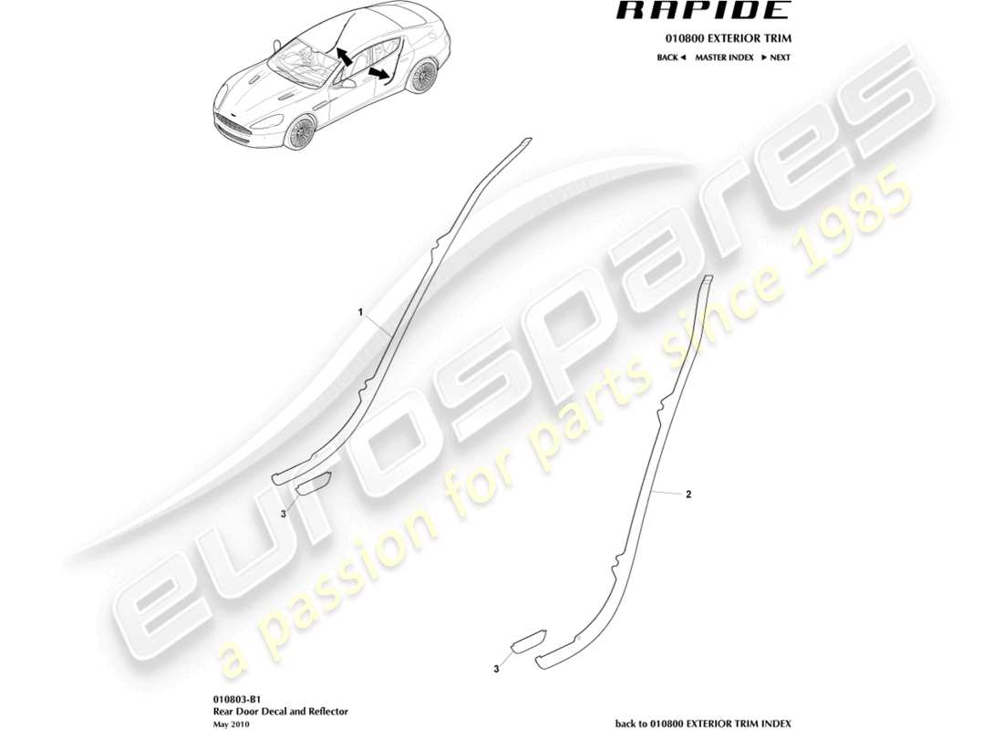 aston martin rapide (2011) teilediagramm der hecktürverkleidung