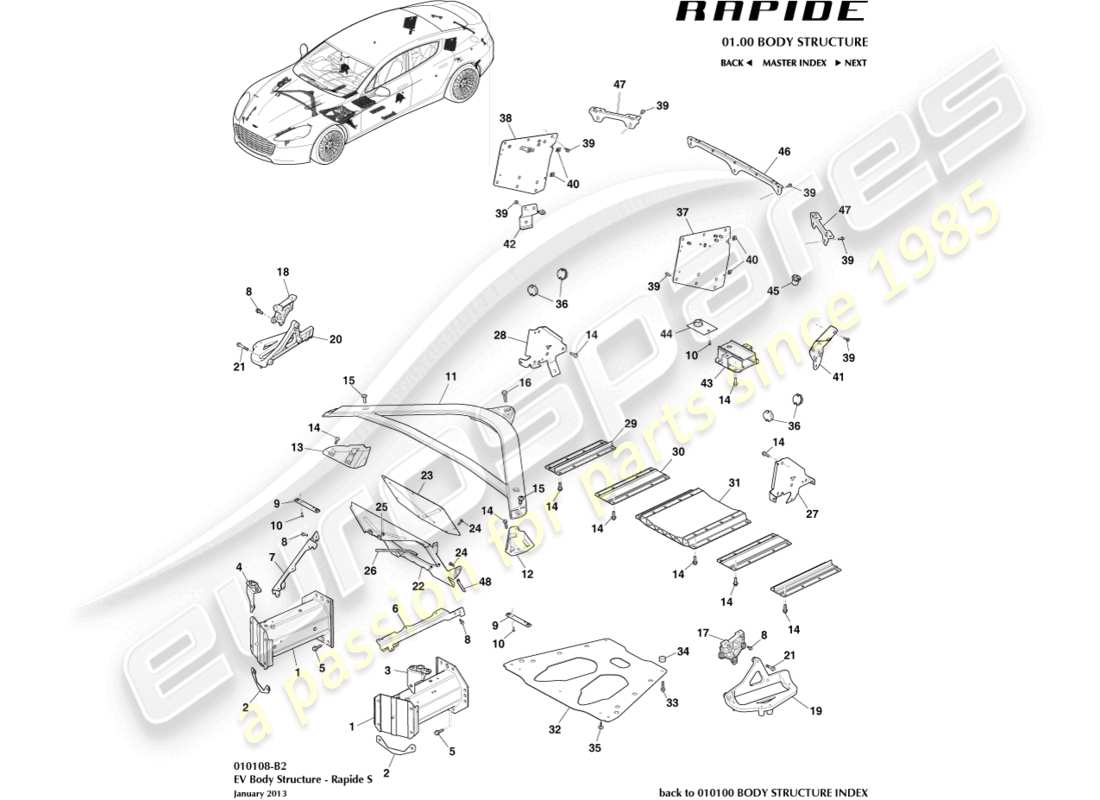 aston martin rapide (2011) zusatzteile, s-teilediagramm