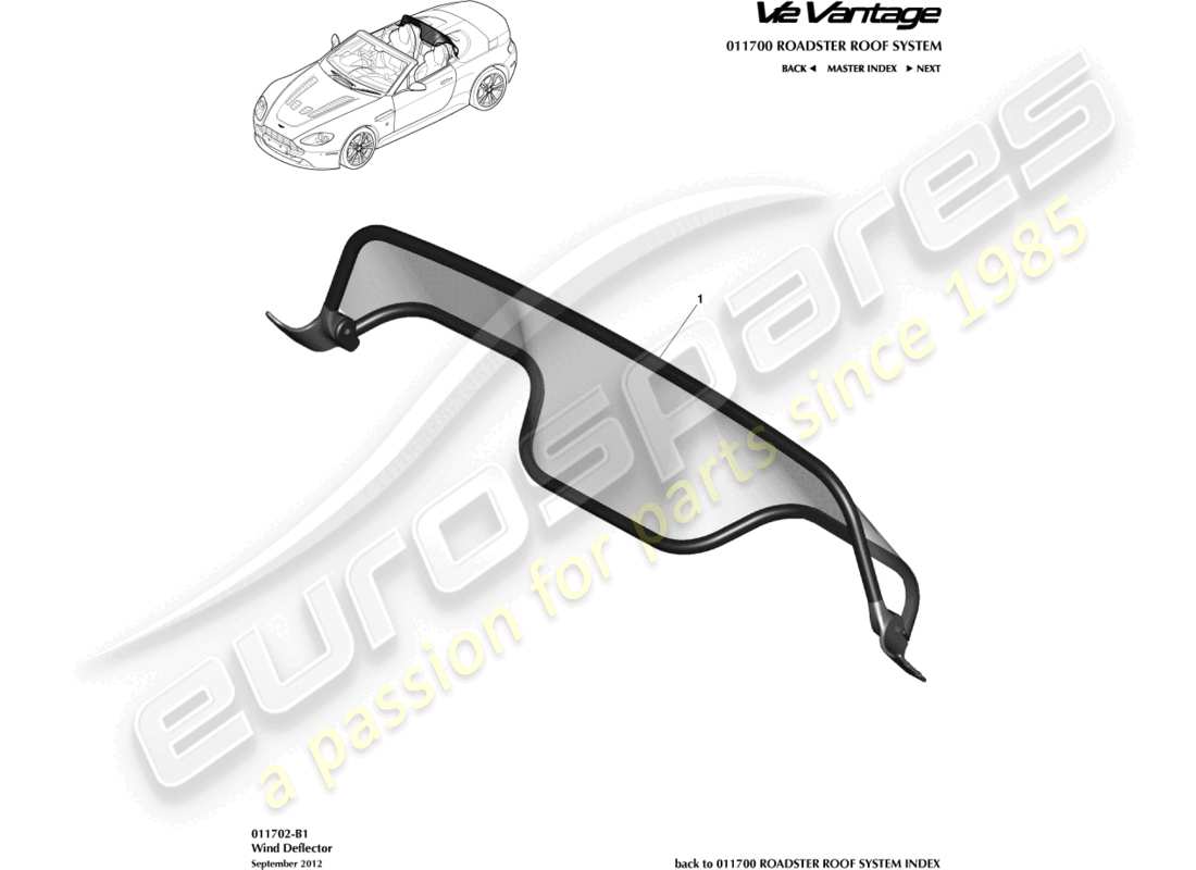 aston martin v12 vantage (2013) windabweiser ersatzteildiagramm