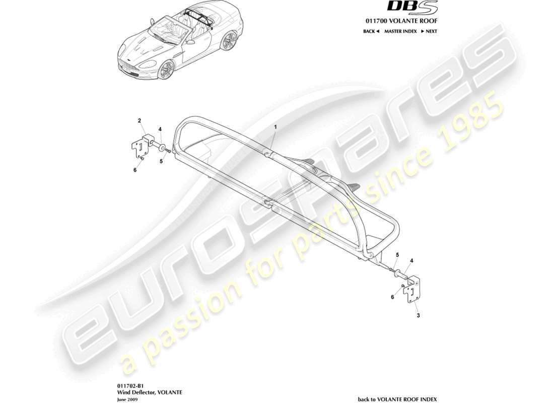 aston martin dbs (2007) windabweiser ersatzteildiagramm